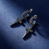 Iced 14K Gold Plated Cross Drop Dangle Black Cubic Zirconia Men Women Earrings